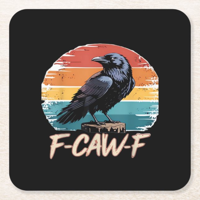 F-Caw-F Crow Humor Funny Gothic Retro Classic Rechteckiger Pappuntersetzer (Vorderseite)