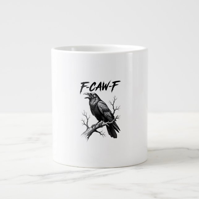 F Caw F Crow Lover Raven Meme Classic Style Jumbo-Tasse (Vorderseite)
