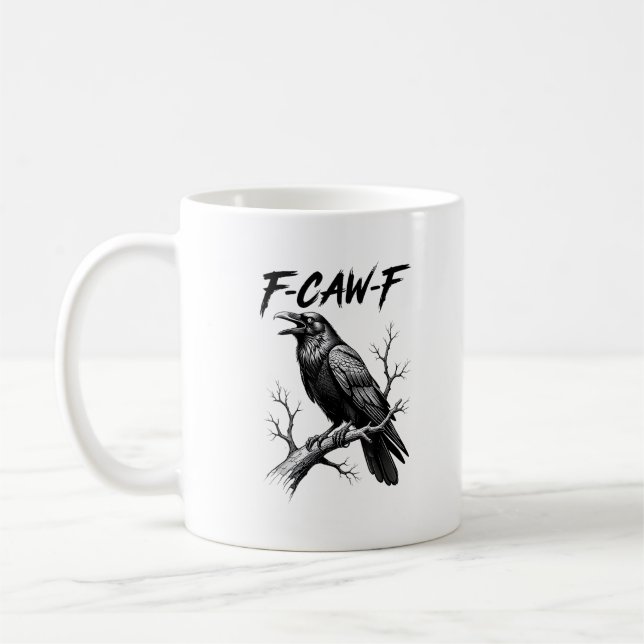 F Caw F Crow Lover Raven Meme Classic Style Kaffeetasse (Links)