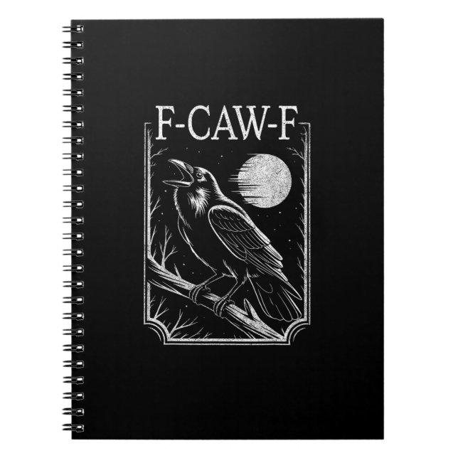F-Caw-F Crow Minimal – Retro Gothic Bird Funny Rav Notizblock (Vorderseite)