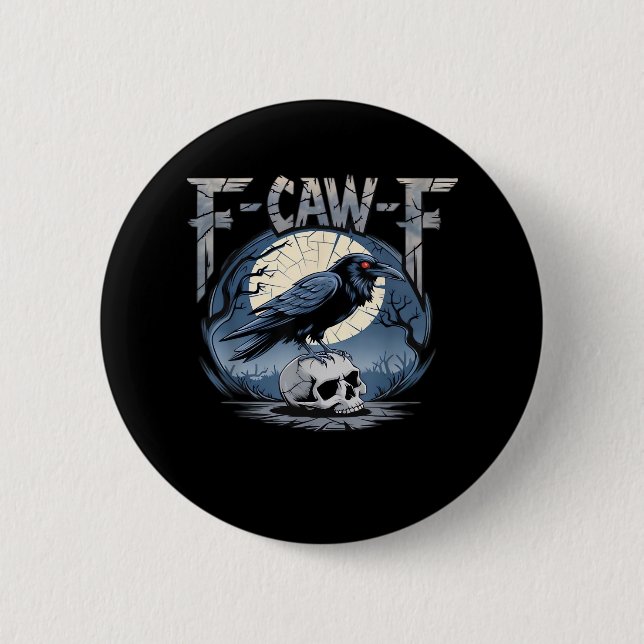 F-Caw-F Crow Moonlit Raven Classic Button (Vorderseite)