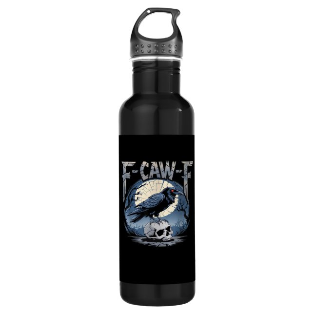 F-Caw-F Crow Moonlit Raven Classic Edelstahlflasche (Vorderseite)