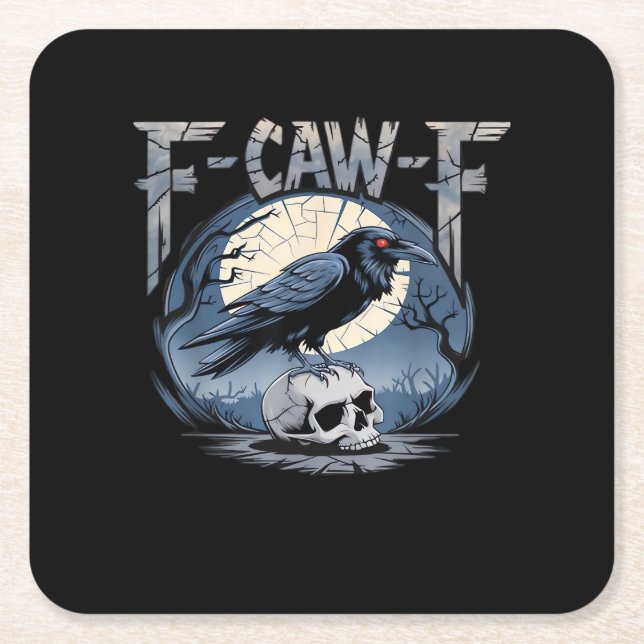 F-Caw-F Crow Moonlit Raven Classic Rechteckiger Pappuntersetzer (Vorderseite)