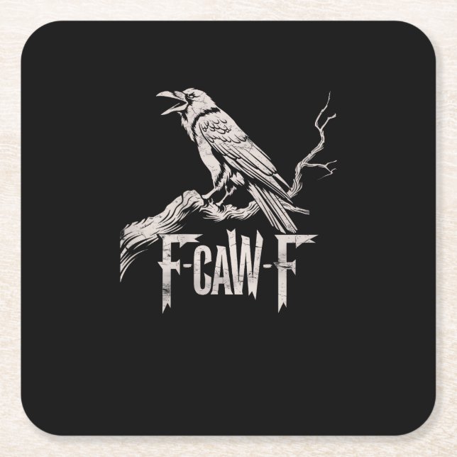 F-Caw-F Crow Pun Funny Bird Cawing Grunge Back Rechteckiger Pappuntersetzer (Vorderseite)