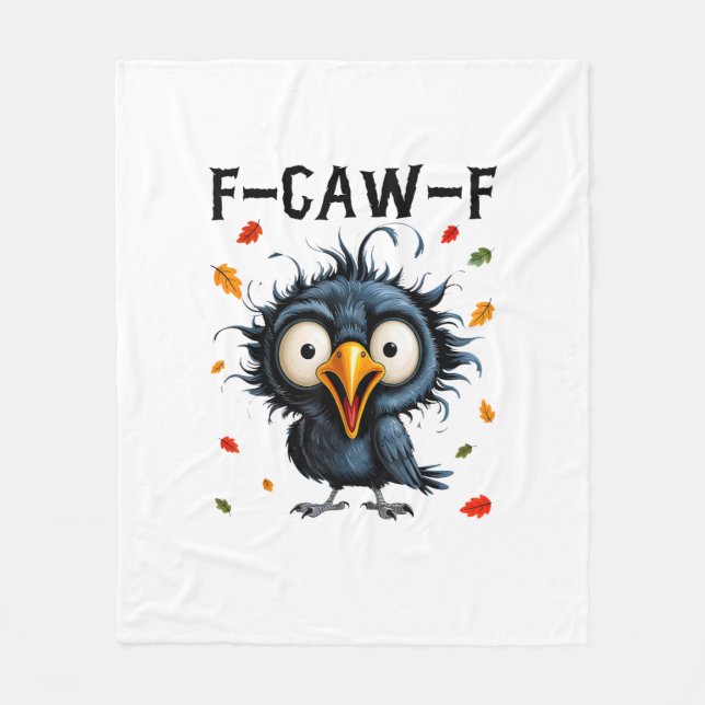 F-Caw-F Crow Pun Funny Bird Cawing Grunge Hallowee Fleecedecke (Vorderseite)
