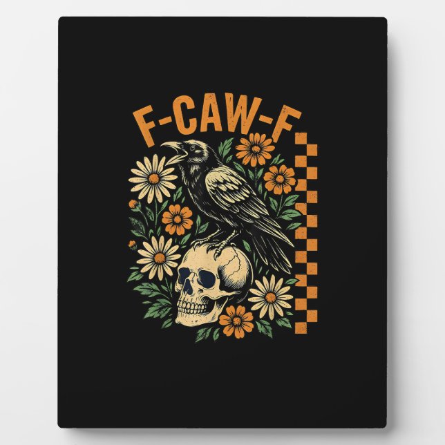 F-Caw-F Crow Pun Funny Bird Cawing Grunge Hallowee Fotoplatte (Vorderseite)