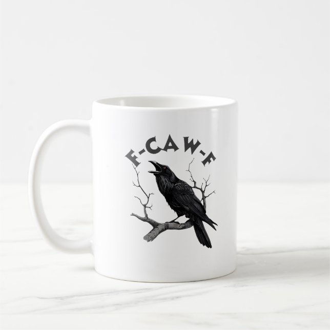 F-Caw-F Crow Pun Funny Bird Cawing Grunge Hallowee Kaffeetasse (Links)
