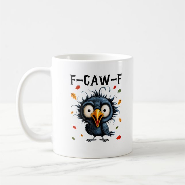 F-Caw-F Crow Pun Funny Bird Cawing Grunge Hallowee Kaffeetasse (Links)