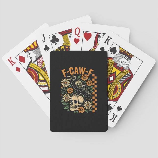 F-Caw-F Crow Pun Funny Bird Cawing Grunge Hallowee Spielkarten (Rückseite)