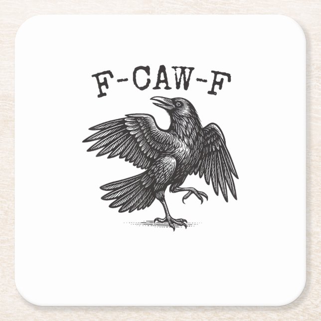 F-Caw-F Crow Pun Funny Bird Cawing Grunge Retro Cl Rechteckiger Pappuntersetzer (Vorderseite)