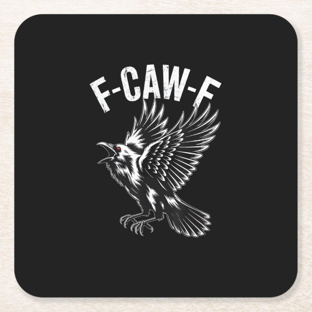 F-Caw-F Crow Retro Classic Rechteckiger Pappuntersetzer (Vorderseite)