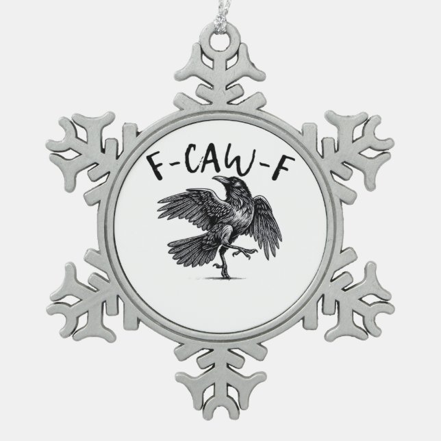 F Caw F Crow Retro Classic Style Schneeflocken Zinn-Ornament (Vorderseite)