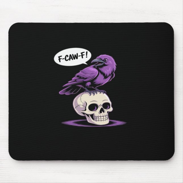 F-Caw-F Crow Skull Halloween Humor Graphic Design  Mousepad (Vorne)