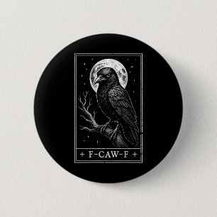 F-caw-f Crow Tarot Karte Lustig Halloween Vintage Button