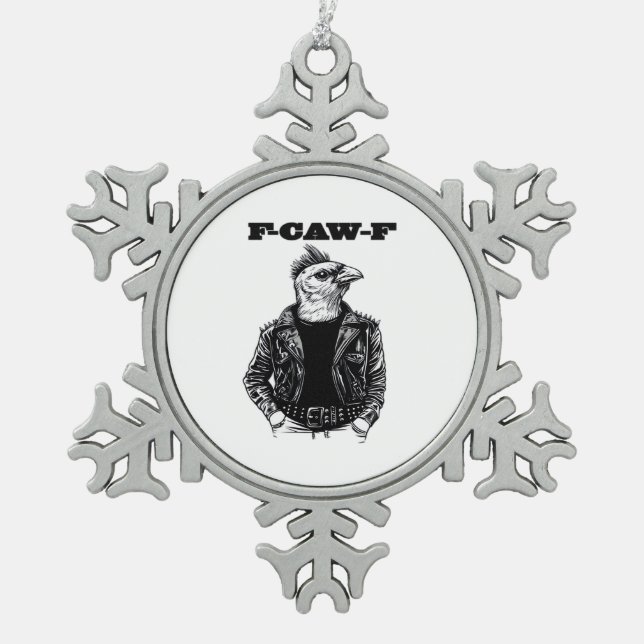 F Caw F Essential Aesthetic Design Schneeflocken Zinn-Ornament (Vorderseite)