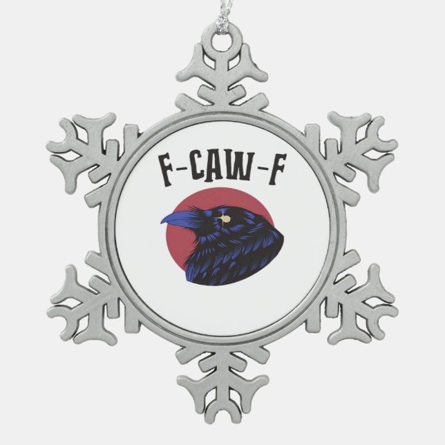 F Caw F Essential Vintage Graphic Look Schneeflocken Zinn-Ornament (Vorderseite)