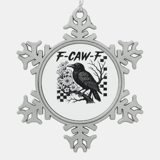 F Caw F Essentieller Lustiger Trendiger Stil Schneeflocken Zinn-Ornament (Vorderseite)