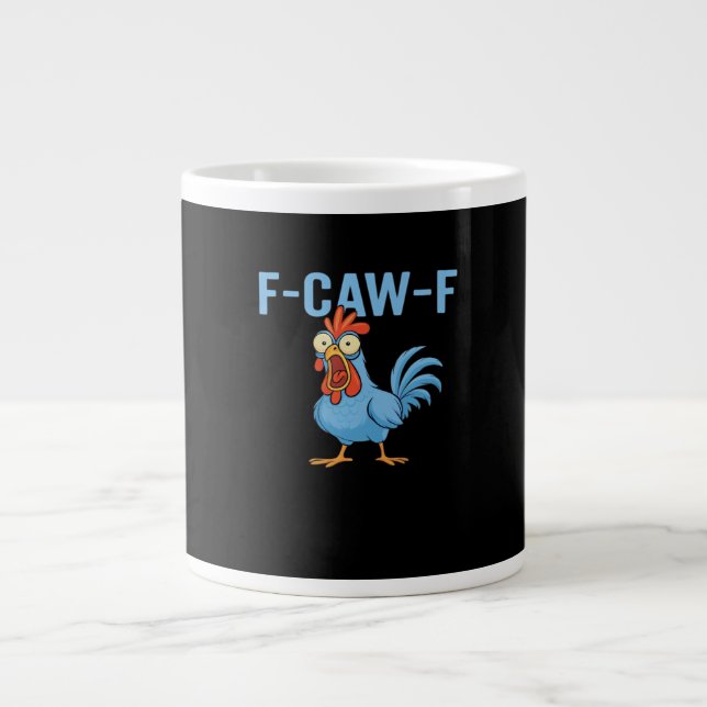 F-Caw-F Fluchende Huhn im klassischen Retro-Stil Jumbo-Tasse (Vorderseite)