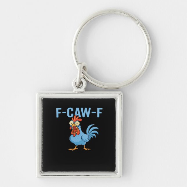 F-Caw-F Fluchende Huhn im klassischen Retro-Stil Schlüsselanhänger (Vorne)