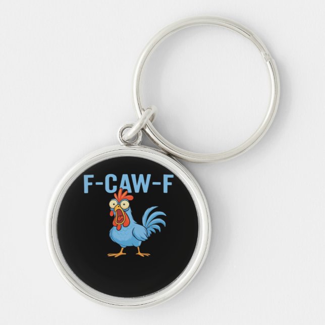 F-Caw-F Fluchende Huhn im klassischen Retro-Stil Schlüsselanhänger (Vorne)