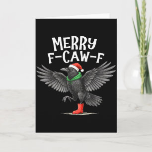 F-caw-f Frohe Weihnachten Lustiger Krähe Rabe  Karte