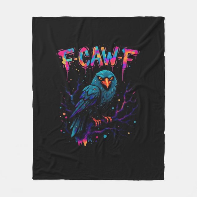 F Caw F Funny Bird Crow Raven Pun Joke Saying Fleecedecke (Vorderseite)