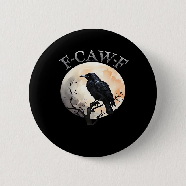 F Caw F Funny Bird Moon Minimal Clean Style Button (Vorderseite)