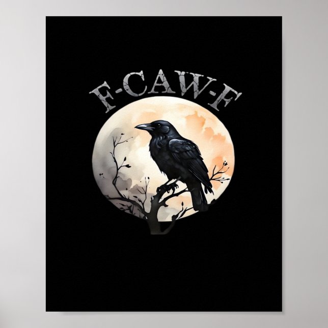 F Caw F Funny Bird Moon Minimal Clean Style Poster (Vorne)