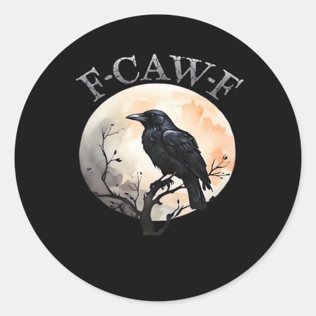 F Caw F Funny Bird Moon Minimal Clean Style Runder Aufkleber (Vorderseite)