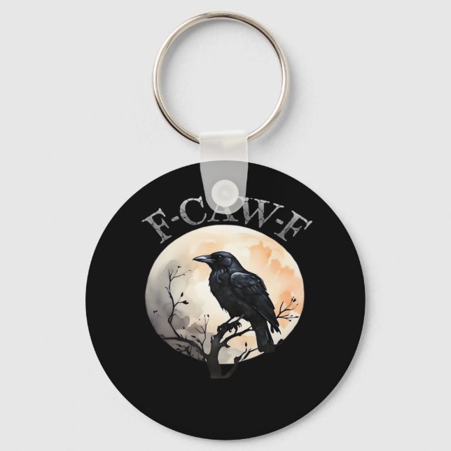 F Caw F Funny Bird Moon Minimal Clean Style Schlüsselanhänger (Vorderseite)