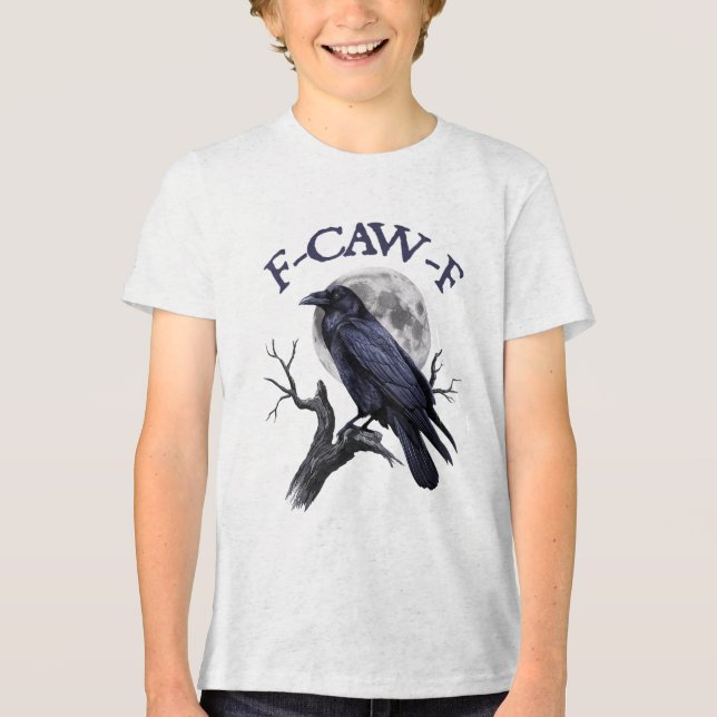 F-caw-f Funny Black Bird Black Crow Tri-Blend Shirt (Vorderseite)