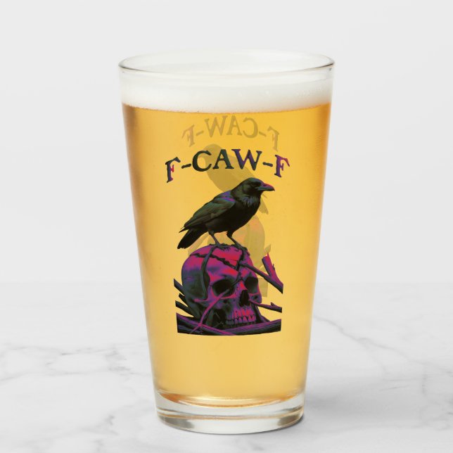 F-Caw-F Funny Black Crow Bird Glas (Vorne (Gefüllt))