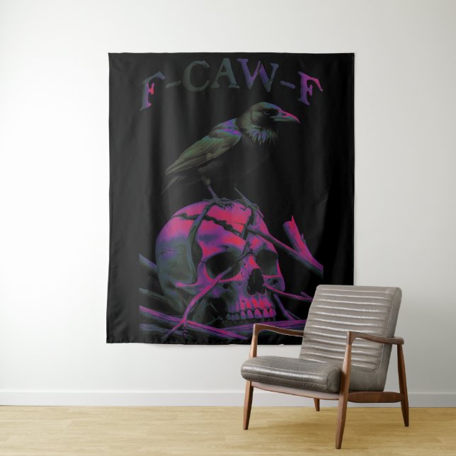 F-Caw-F Funny Black Crow Bird Wandteppich (Beispiel)