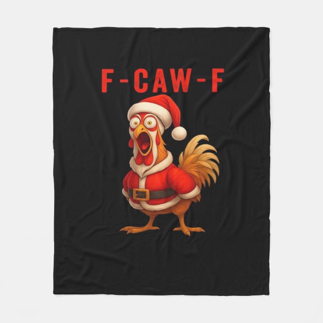 F-Caw-F Funny Chicken Christmas Essential Fleecedecke (Vorderseite)