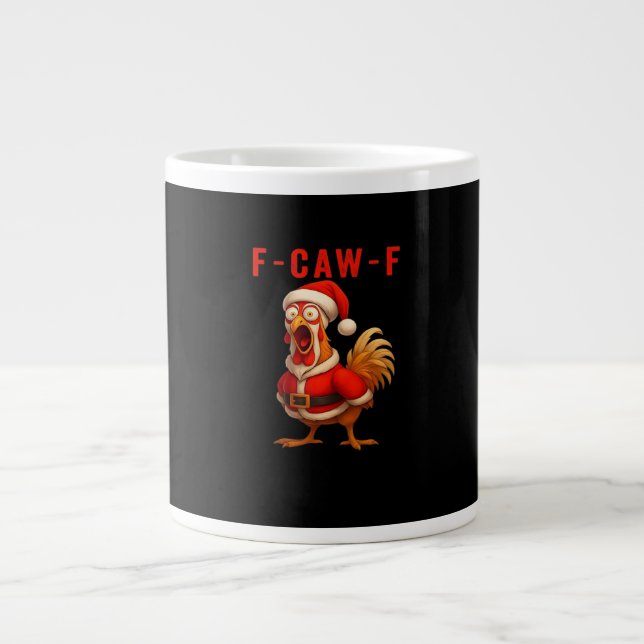 F-Caw-F Funny Chicken Christmas Essential Jumbo-Tasse (Vorderseite)