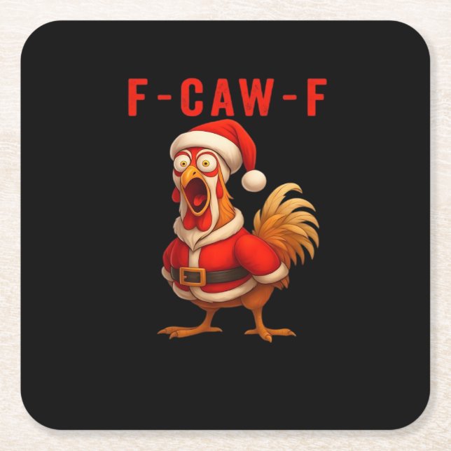 F-Caw-F Funny Chicken Christmas Essential Rechteckiger Pappuntersetzer (Vorderseite)