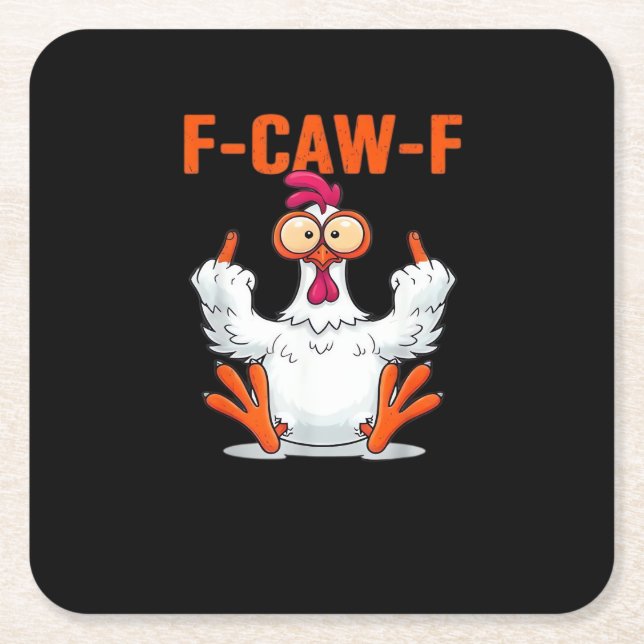 F-Caw-F Funny Chicken Classic Minimal Clean Rechteckiger Pappuntersetzer (Vorderseite)
