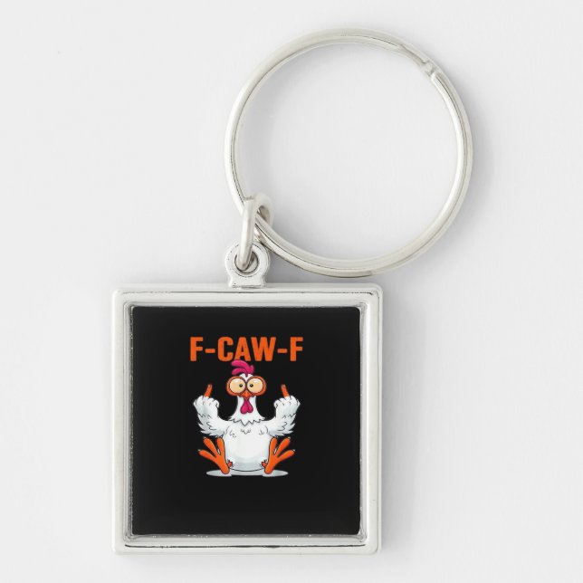 F-Caw-F Funny Chicken Classic Minimal Clean Schlüsselanhänger (Vorne)