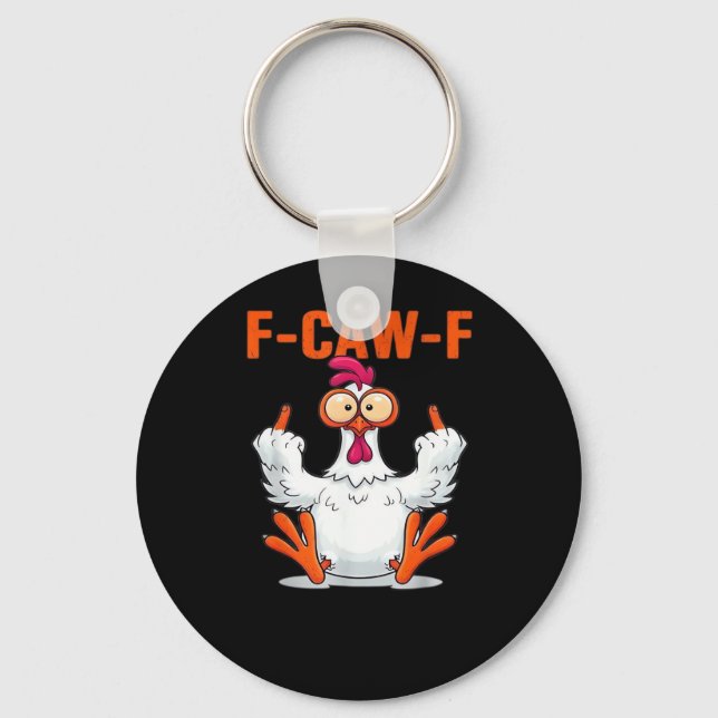F-Caw-F Funny Chicken Classic Minimal Clean Schlüsselanhänger (Vorderseite)