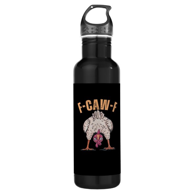F Caw F Funny Chicken Classic Retro Cool Style Edelstahlflasche (Vorderseite)