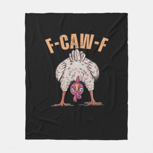F Caw F Funny Chicken Classic Retro Cool Style Fleecedecke (Vorderseite)