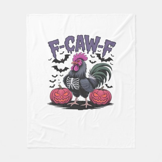 F-Caw-F Funny Chicken Classic Retro Graphic Fleecedecke (Vorderseite)