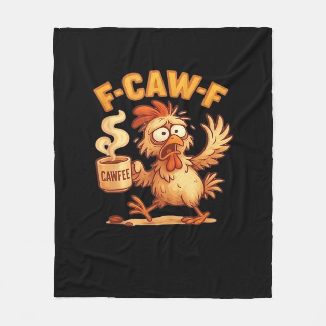 F Caw F Funny Chicken Classic Retro Graphic Fleecedecke (Vorderseite)