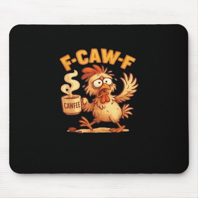 F-Caw-F Funny Chicken Classic Retro Graphic Mousepad (Vorne)