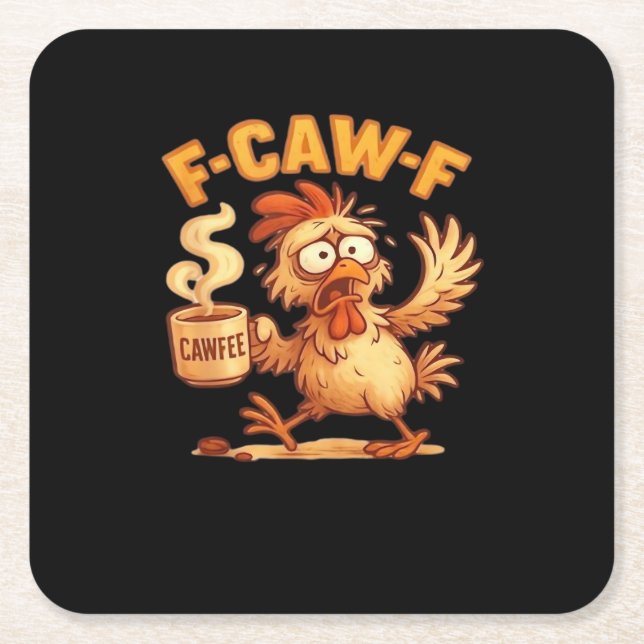 F-Caw-F Funny Chicken Classic Retro Graphic Rechteckiger Pappuntersetzer (Vorderseite)