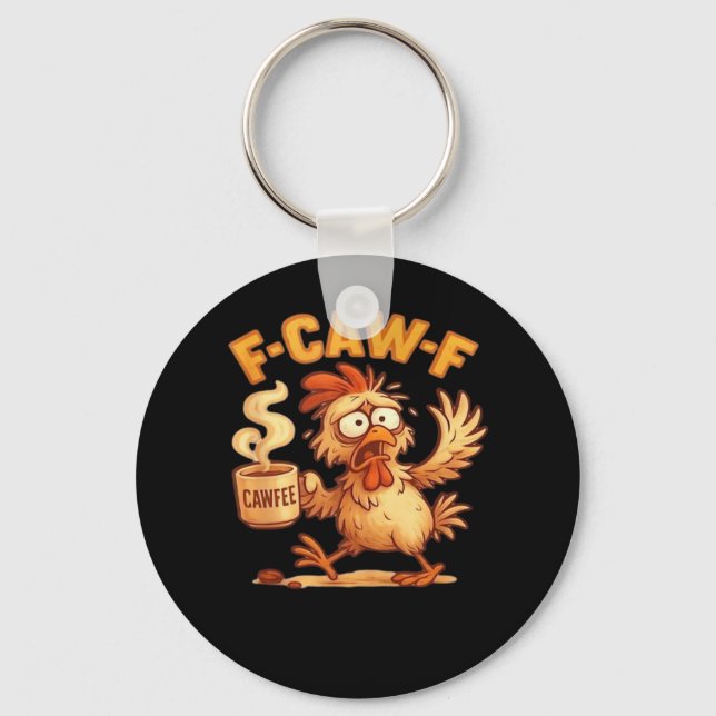 F-Caw-F Funny Chicken Classic Retro Graphic Schlüsselanhänger (Vorderseite)