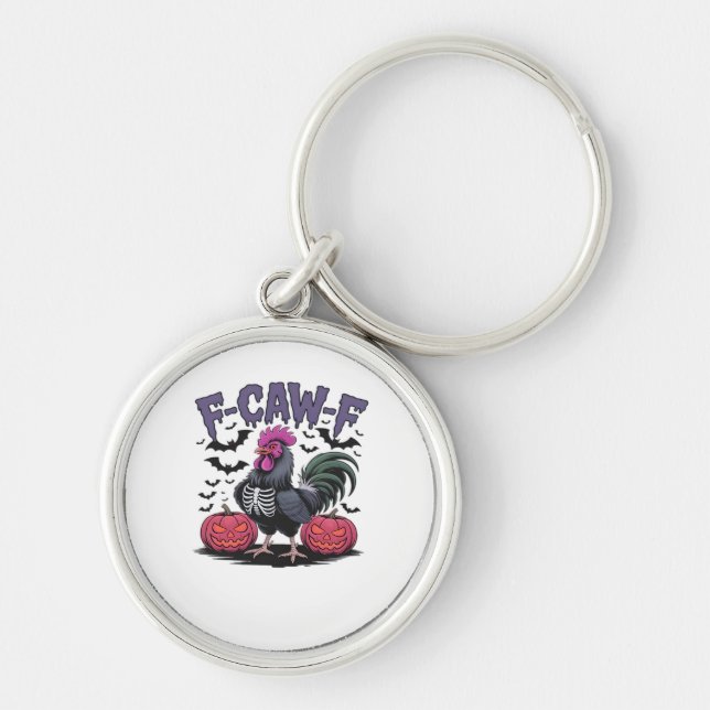 F-Caw-F Funny Chicken Classic Retro Graphic Schlüsselanhänger (Vorne)
