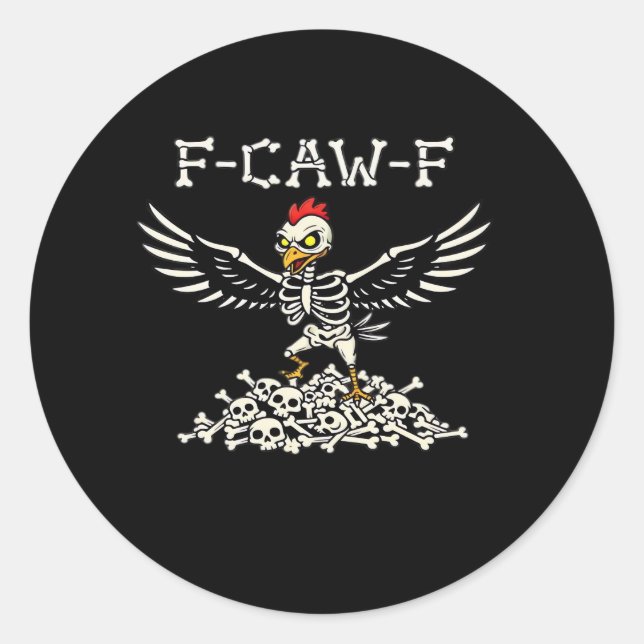 F Caw F Funny Chicken Halloween Cool Unique Style Runder Aufkleber (Vorderseite)