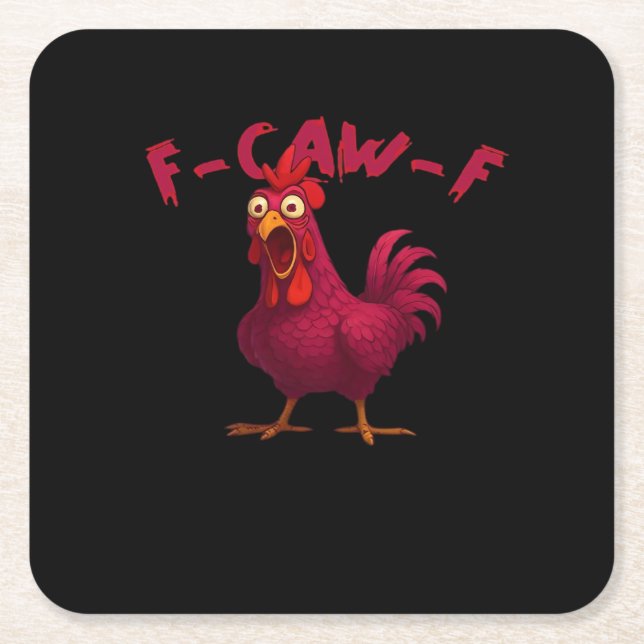 F Caw F Funny Chicken Humor Creative Casual Style Rechteckiger Pappuntersetzer (Vorderseite)