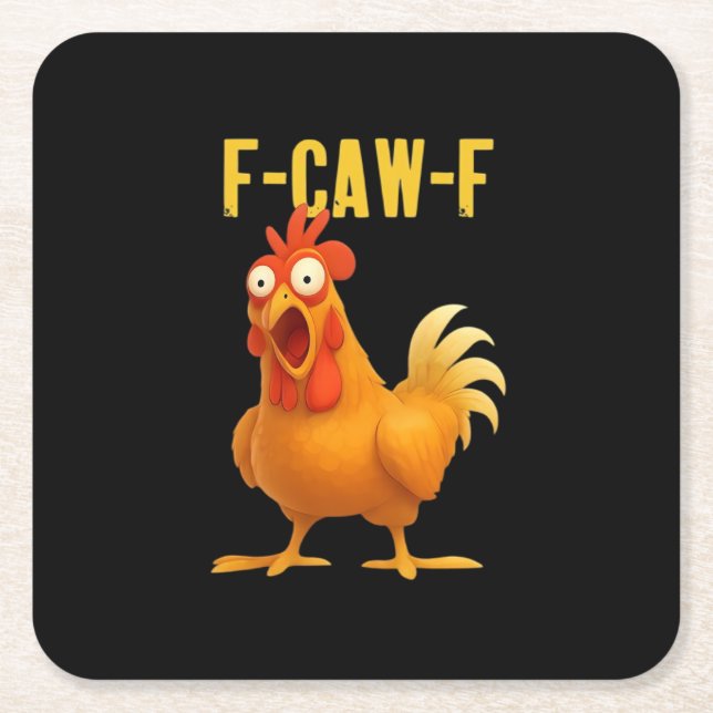 F Caw F Funny Chicken Meme Trendy Modern Style Rechteckiger Pappuntersetzer (Vorderseite)